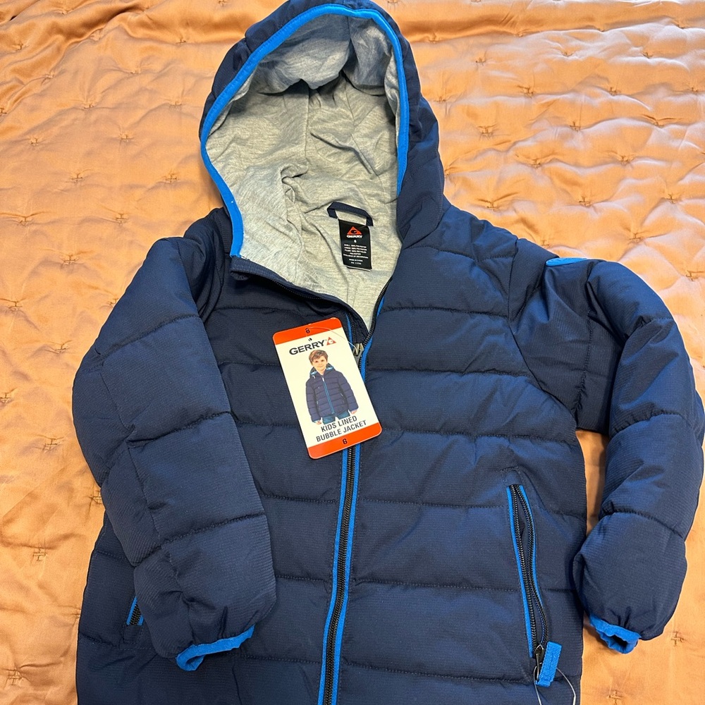 Gerry Weber Navy Blue Kids Puffer Jacket with Bright Blue Trim
